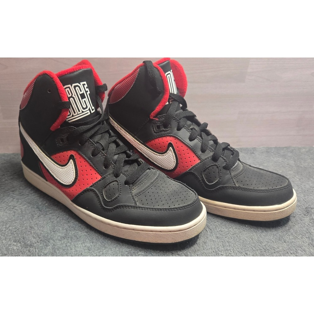 Nike Son of Force Mid Black Red White Mens Size 7 Basketball Shoes 616281-018